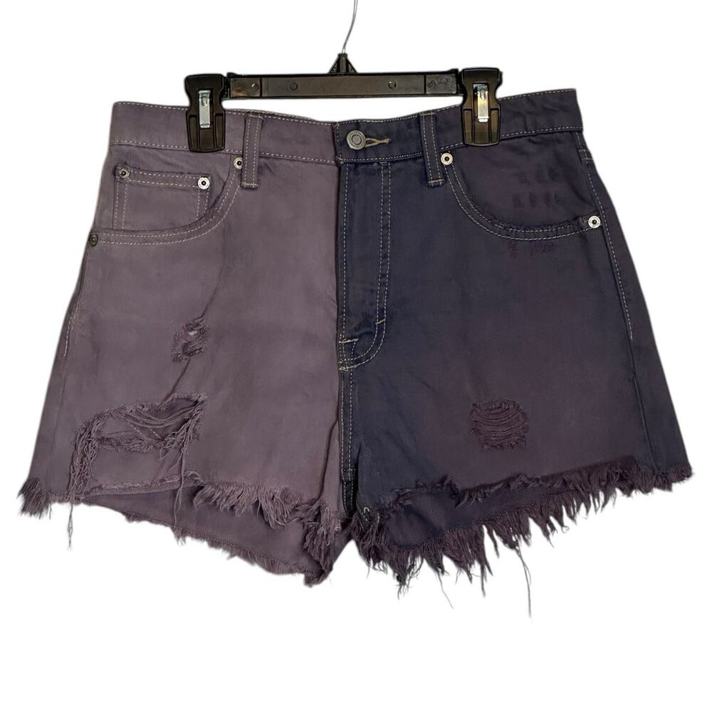 lucky brand purple two tone jean fringe shorts size 4